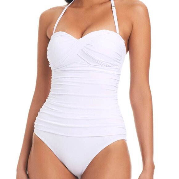 Bleu Rod Beattie Kore Twist Bandeau Premium One-Piece Swimsuit in White Size 10 - Picture 3 of 6